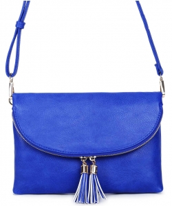 Fashion Faux Leather Messenger Clutch Bag WU075 BLUE